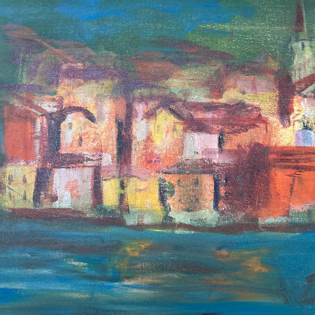 1970’s abstract expressionist cityscape painting on canvas. Measures 16x12 / 20x16 framed. Check out my shop Robins Egg...