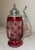 Tall Vintage Hand Cut to Clear Ruby Red Glass Pewter Czech Lidded Beer Stein Mug For Sale - Image 4 of 12