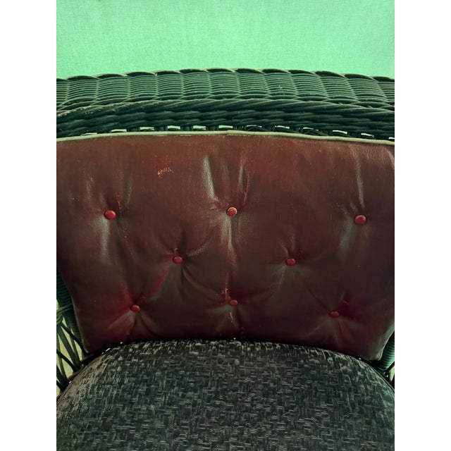 Antique Heywood-Wakefield Black Wicker Lounge Chair, Bar-Harbor Style For Sale - Image 9 of 9