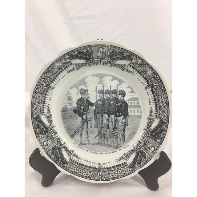 French Provincial Sarreguemines French Military Life Plates - Set of 7 For Sale - Image 3 of 9