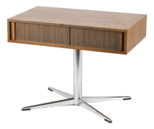 Mid-Century Walnut Rotating TV Side Table, 1970s