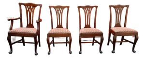 Early 20th Century Antique Federal Style Fiddle Back Chippendale Style Dining Chairs . Set of 4