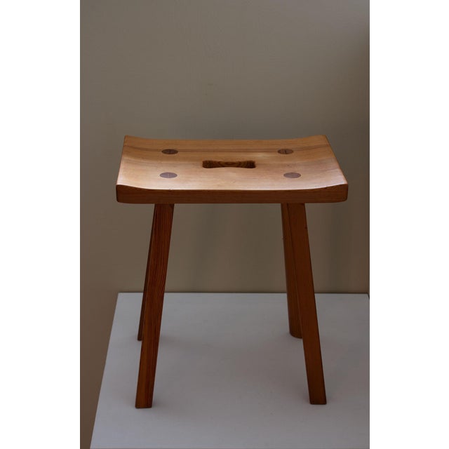 Mid-Century Modern Swedish Pine Stool by Carl Malmsten, 1950s For Sale - Image 3 of 9