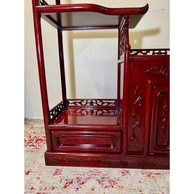 Chinese Chinoiserie Asymmetric Étagère Display Cabinet With Pagoda Top- Bogu Jia For Sale - Image 9 of 12