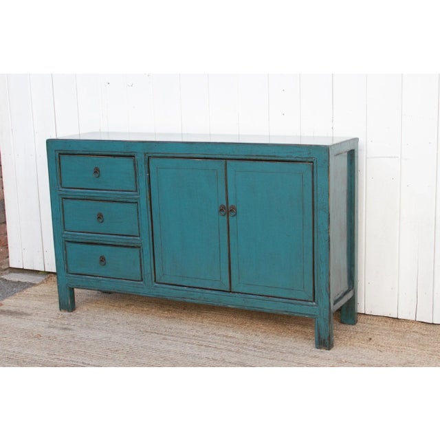 1990s Asian Celadon Blue Credenza For Sale - Image 5 of 11