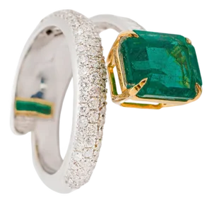 Natural Zambian Emerald 3.44cts & Diamond 0.93cts Ring in 18k gold