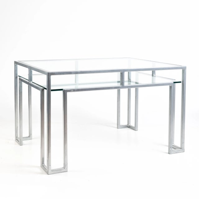 1970s Postmodern Steel & Glass Coffee Table For Sale - Image 4 of 4