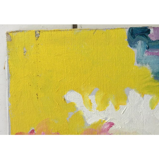 Textile “Woman With Bouquet “ 1980 Vintage Large Oil on Canvas by Connie Aronson For Sale - Image 7 of 11