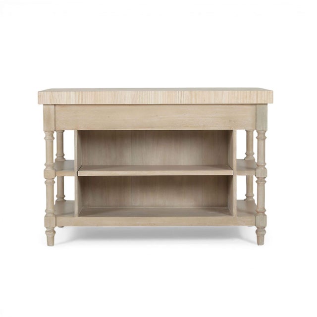 Wood Farmhouse Kitchen Island With Butcher Block Top For Sale - Image 7 of 13