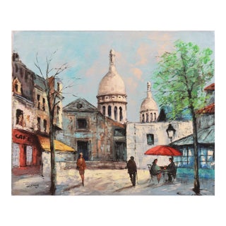 'Montmartre in the Spring' by v. D. Bruck, Paris, Place Du Tertre, Basilica of Sacre Coeur For Sale