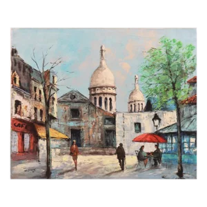 'Montmartre in the Spring' by v. D. Bruck, Paris, Place Du Tertre, Basilica of Sacre Coeur