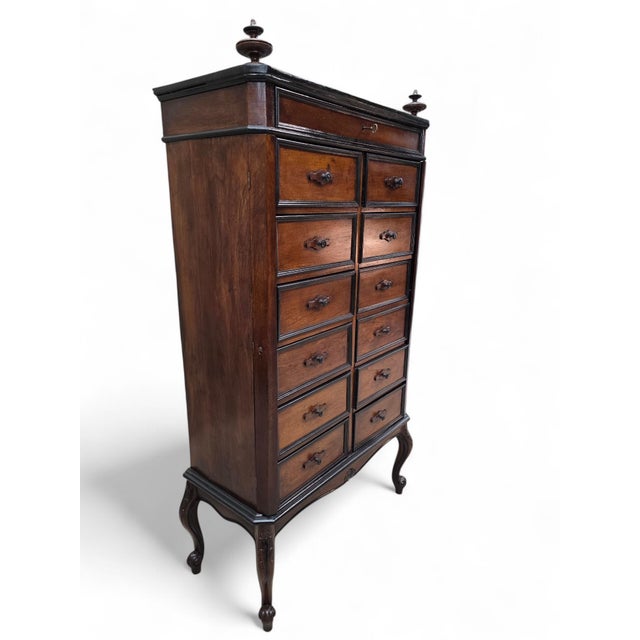 Antique Lock-Side 13 Drawer Filing Cabinet with Opening Side Panel Antique early 20th-century lock-side filing cabinet...