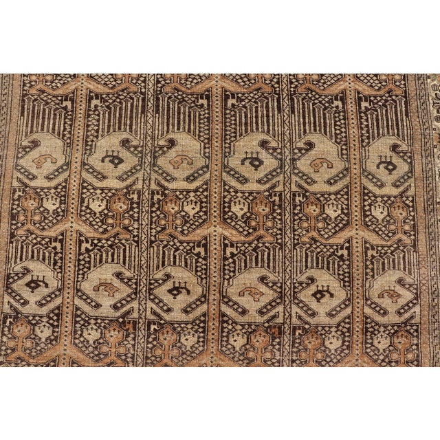 Burnt Umber Hand-Knotted Turkomen Ersari Rug in Wool With All-Over Tribal Beluch Design 10'2 X 12'8 For Sale - Image 8 of 13