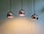 Trio of Eyeball pendant lights in chromed metal, Space Age design, 1970s. Each pendant has been fully rewired and is...