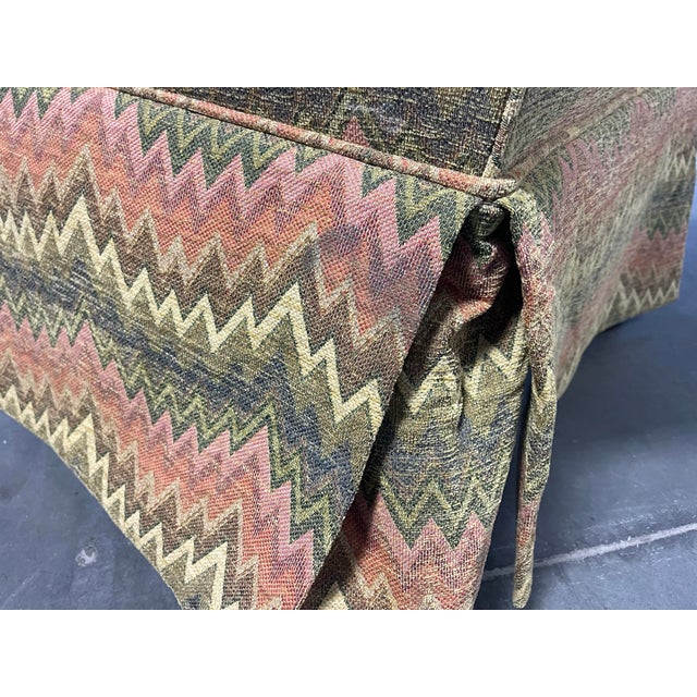 Groovy Flame Stitch Wing Chairs by Harden, a Pair, Wingback Chairs, Vintage For Sale - Image 11 of 12