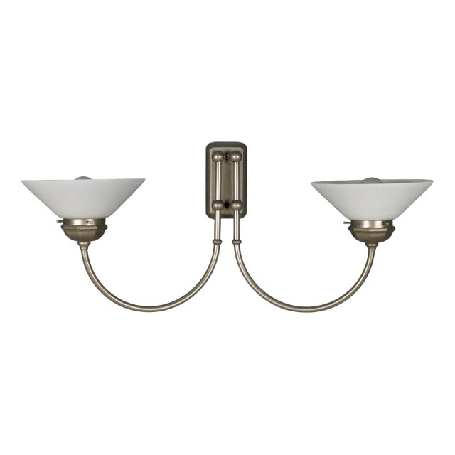 Vintage Metal Wall Light with Glass Diffusers, 1960s For Sale