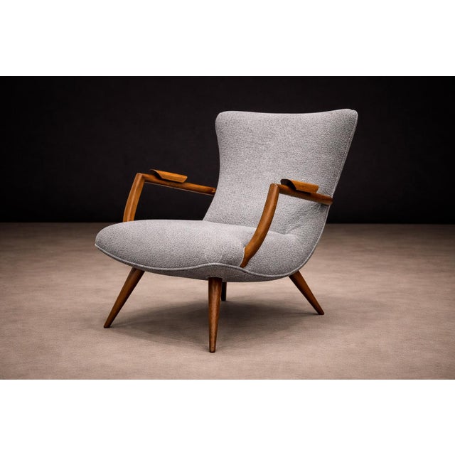 Mid-Century Modern Armchair in Caviuna Wood & Boucle, Giuseppe Scapinelli, 1950s - Lot 811 For Sale - Image 3 of 16