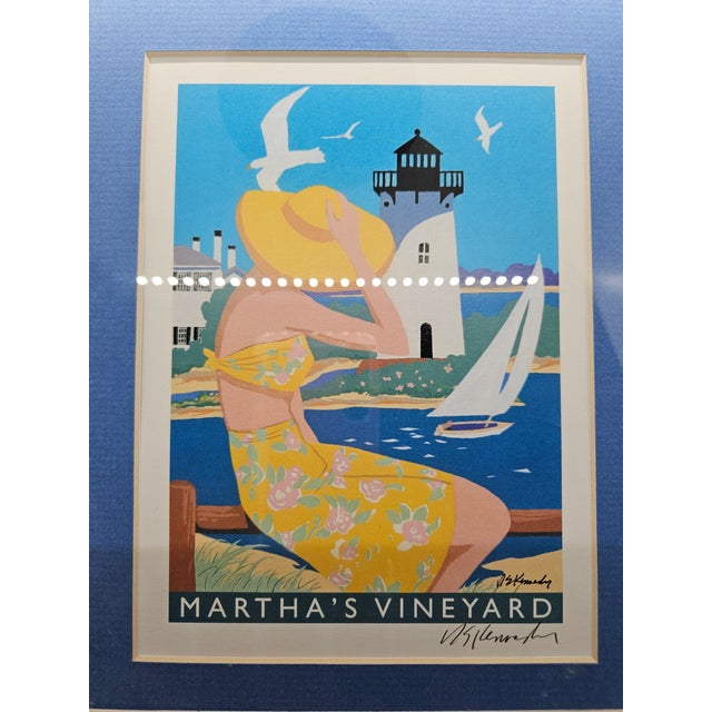 Mid-Century Modern Signed Re (Bob) Kennedy Martha's VineyardFramed Lithograph Lighthouse Print For Sale - Image 3 of 3