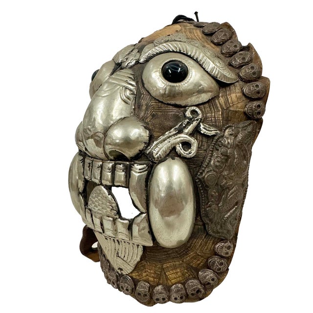 Shell Early 20th Century Tibetan Buddhist Kapala Turtle Shell Ritual Mask For Sale - Image 7 of 13