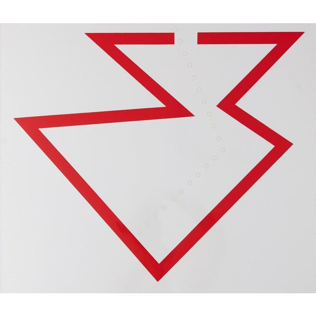 Lucio FONTANA (1899-1968) Red Spatial Concept Original screen-printed and perforated poster Signed in the plate On...