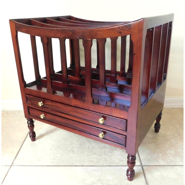 Mid 20th Century Vintage Mid Century Mahogany Wood Canterbury Magazine Rack For Sale - Image 5 of 12