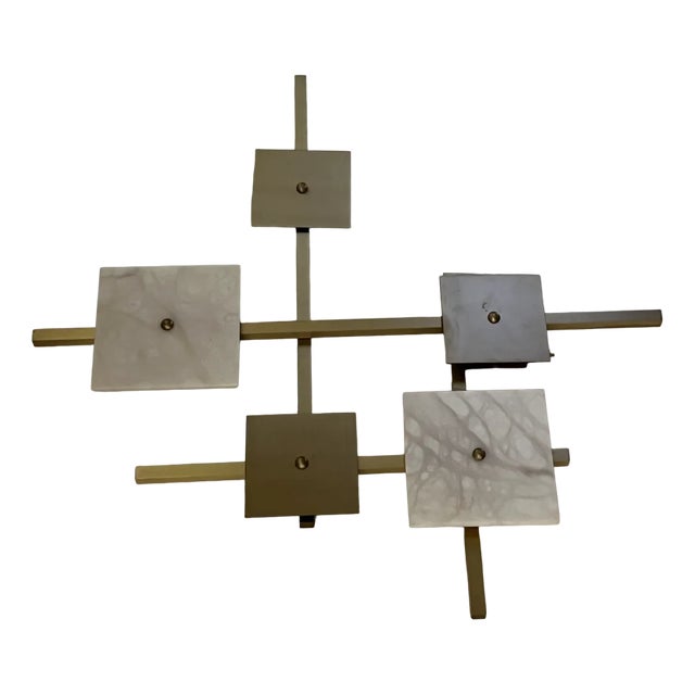 Vintage Wall Lamp in Marble and Brass, 1990 For Sale