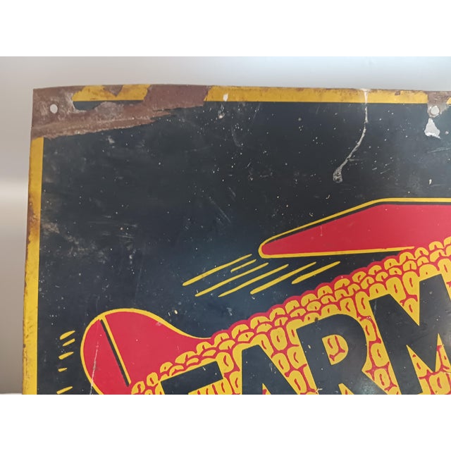 Authentic Vintage "Flying Farmer's Hogs" Enamel on Steel Sign For Sale - Image 4 of 7