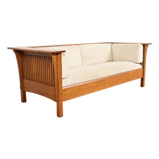 Stickley Mission Oak Arts & Crafts Spindle Settle Sofa For Sale