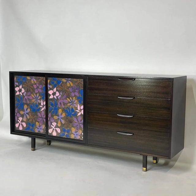Stunning and rare collaboration between Harvey Probber and Arpad Rosti. This piece has been completely refinished to...