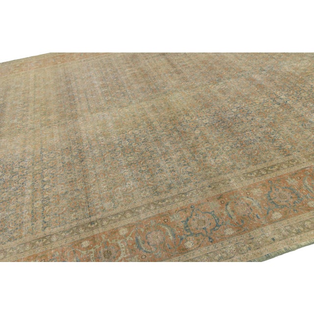 1900 - 1909 1900s Antique Persian Tabriz Wool Rug Handmade in Blue With Allover Pattern For Sale - Image 5 of 11