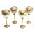 Vintage Ultra Mod Two Tone Silver & Brass Tall Stemmed Wine Glasses - 4 Pieces For Sale