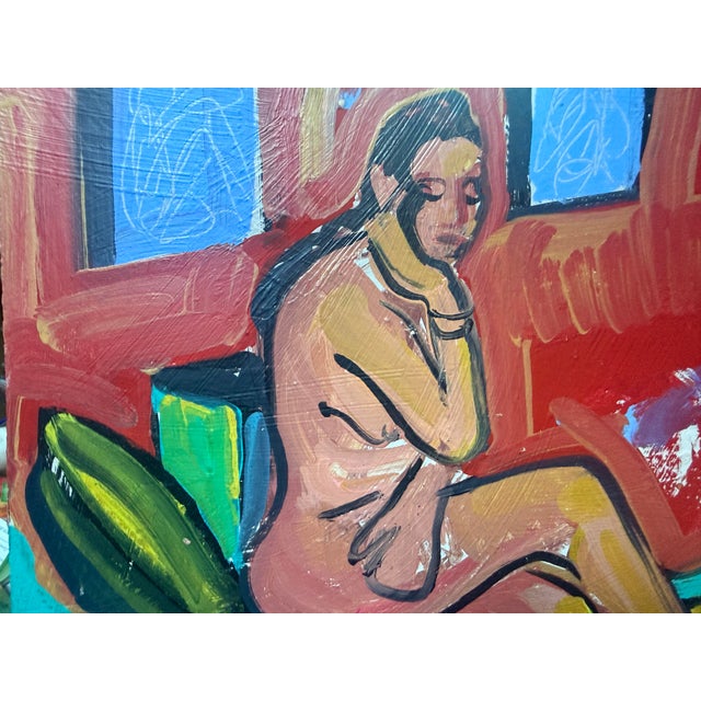 Abstract Expressionist Figure Study Painting on Panel For Sale - Image 3 of 4
