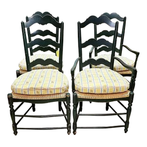 French County Shabby Painted Dining Chairs, Set of 4