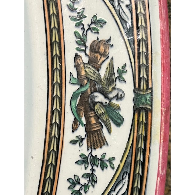 Antique Haviland Limoges Large Oval Meat Platter, Hand-Painted Birds & Florals, Pink Banded Rim, French Porcelain For Sale In Chicago - Image 6 of 12