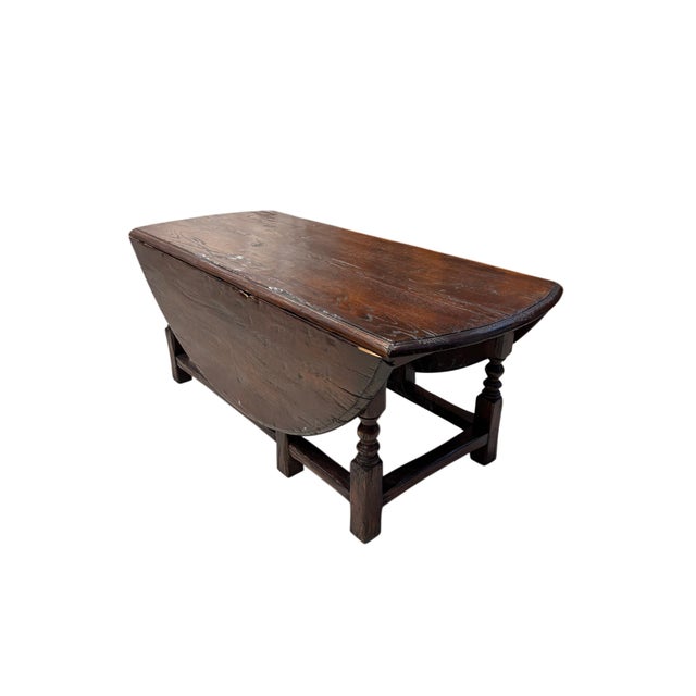 English Antique English Oak Drop-Leaf Coffee Table For Sale - Image 3 of 6