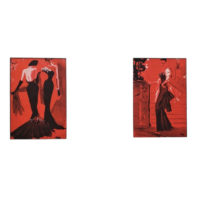 1948 French Fashion Prints-Benito,set of 2, Matted For Sale