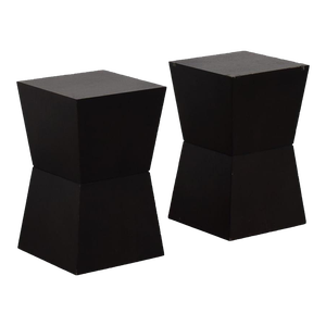 West Elm Rustic Geometric Pedestal Tables in Wenge Blackish Brown - 2