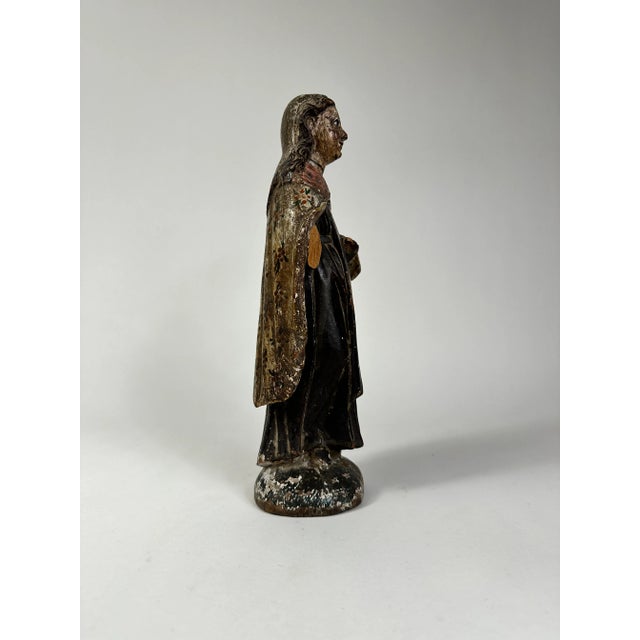 Mid 19th Century 19th Century Antique Spanish Colonial Santos Figure With Glass Eyes For Sale - Image 5 of 6