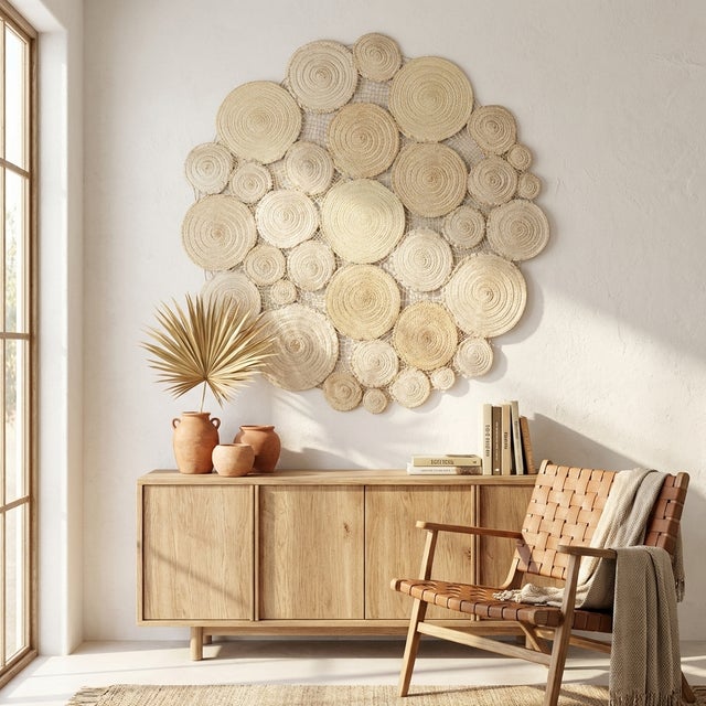 Elevate your space with this monumental 59-inch (150cm) wall sculpture GABES, a true one-of-a-kind masterpiece. Entirely...