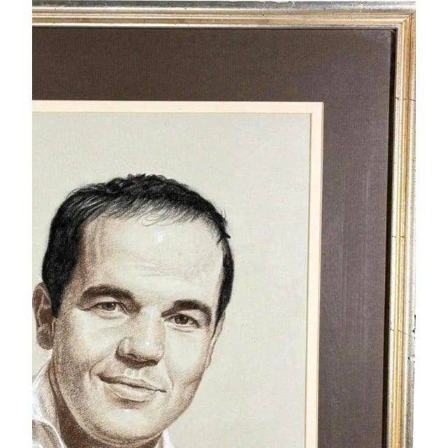 Wood Vintage 1971 Woodi Ishmael Signed Original Pastel Portrait of a Man For Sale - Image 7 of 14