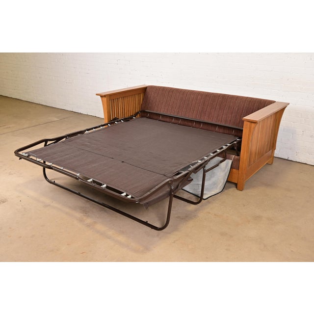 Stickley Mission Oak Arts and Crafts Spindle Sleeper Sofa For Sale - Image 13 of 18