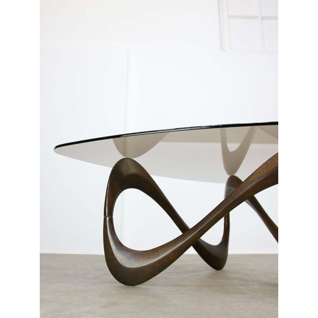 Italian Organic Snake Wooden and Smoked Glass Coffee Table, 1960s For Sale - Image 12 of 18