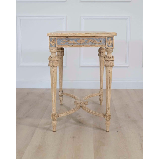 Wood Swedish Gustavian Console Table with Carved Medallion, circa 1860 For Sale - Image 7 of 14