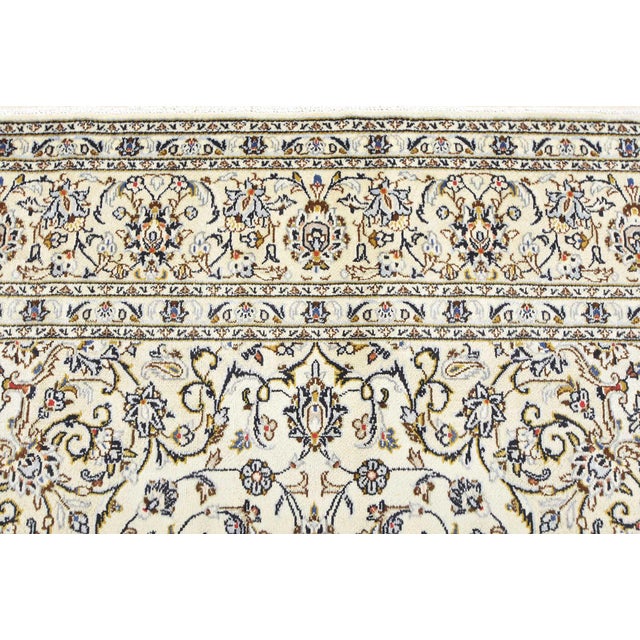 Ivory Kashan Rug 8'2'' X 11'7'' Ivory Wool Vintage Traditional Hand-Knotted Carpet For Sale - Image 8 of 14