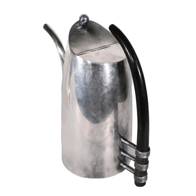 Late 20th Century 2 Pc. Postmodern Silver-Plate Coffee Tea Pot Set Made in Italy by Sabittini C 1980's For Sale - Image 5 of 13