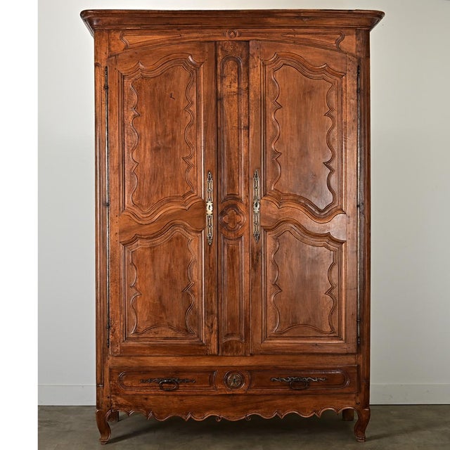 Brown French 18th Century Massive Louis XV Carved Armoire For Sale - Image 8 of 14