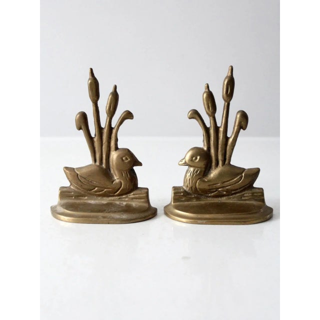 Vintage Brass Duck Bookends For Sale - Image 6 of 11