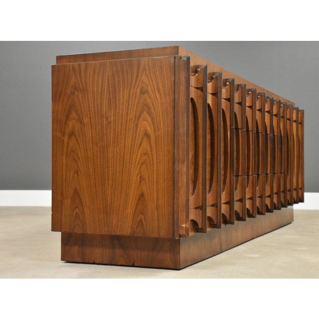 1970s 1970s Tobago Brutalist Walnut Long Dresser For Sale - Image 5 of 10