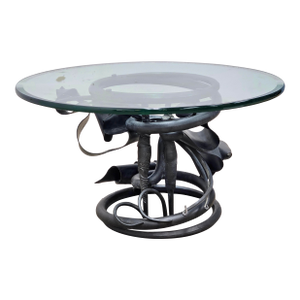 Albert Paley (American B. 1944 - ) Forged Steel and Glass Top Coffee Table, Paley 1991