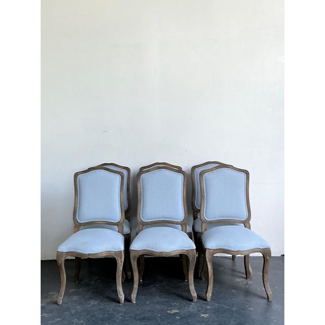Vintage Carved Wood Dining Chairs With Blue Upholstery - Set of 6 For Sale - Image 9 of 13